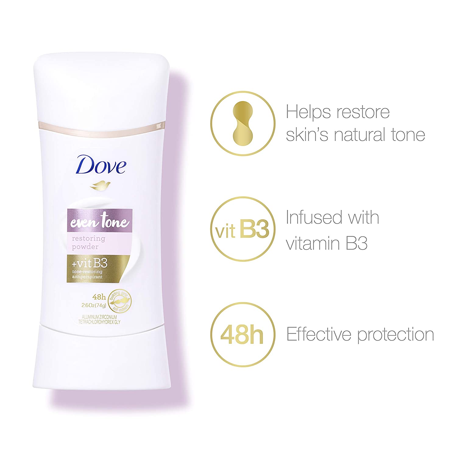 Dove Even Tone Antiperspirant Deodorant for Uneven Skin Tone Restoring Powder Sweat Block for All-Day Fresh Feeling 2.6 oz 3 Count - Image 5